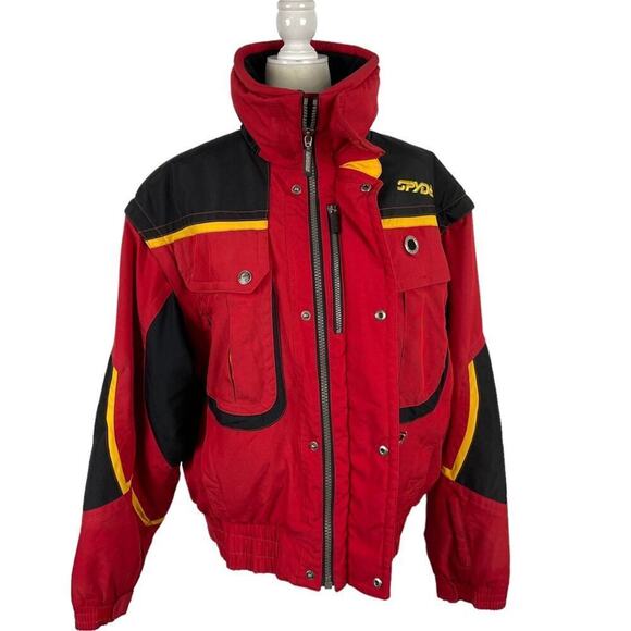 Spyder XT Men's M Thinsulate Winter Snowboard Colorblock Jacket Red Black Yellow - Picture 1 of 16